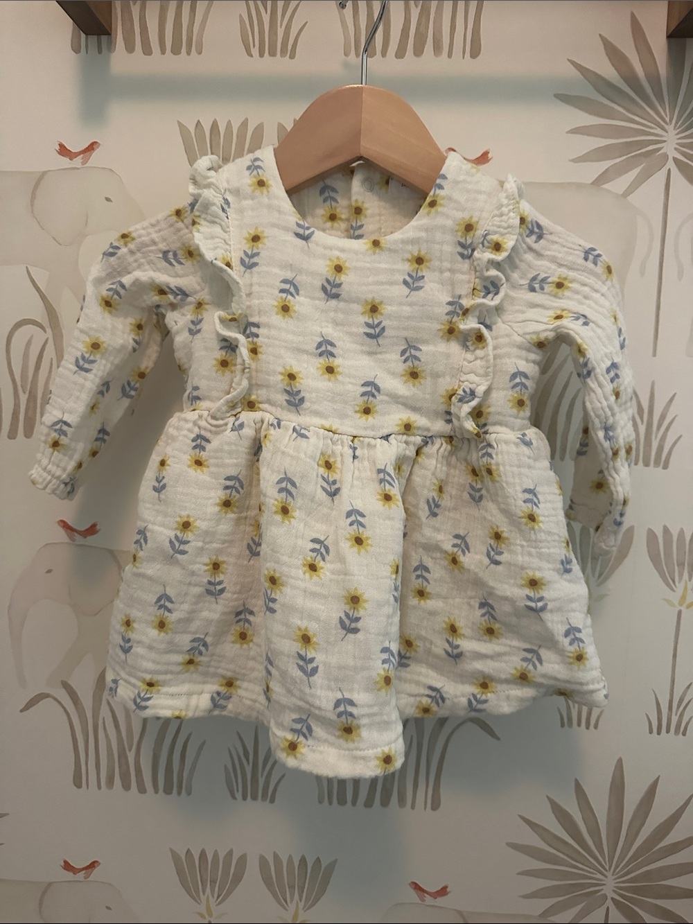 Angel Dear Sunflower Long Sleeve Bubble Dress